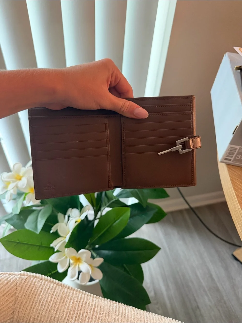Gucci Brown Monogram Wallet with Silver Hardware